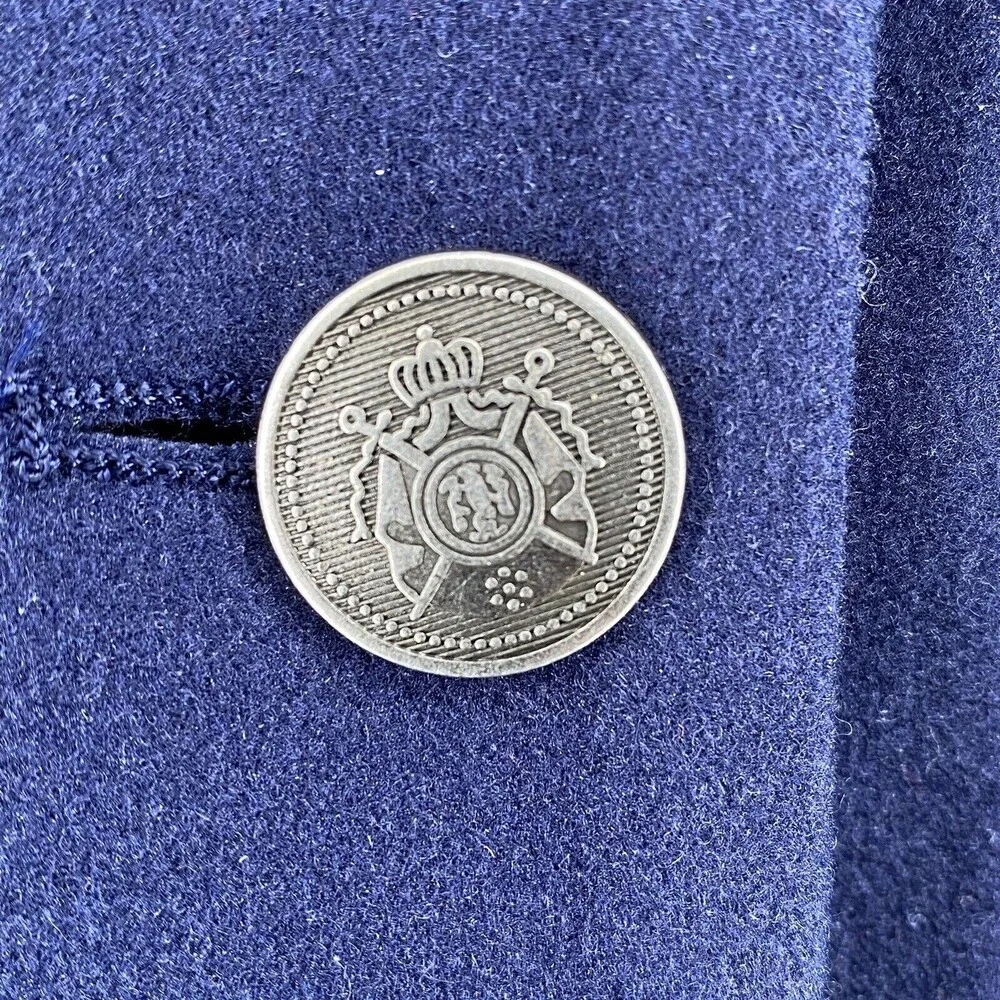 LOGO by Lori Goldstein Legacy Double Knit Coat Medium Size Blue Jacket w Pockets